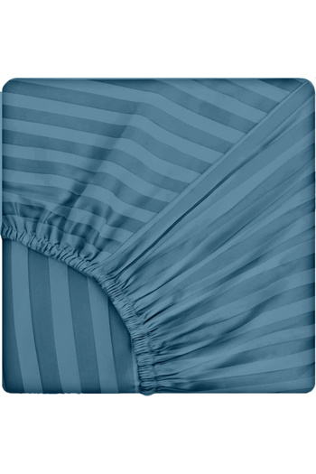 Five Store Double bed linen, elastic cover, Elegance, cotton damask, 1 cm stripe, turquoise, 4 pieces