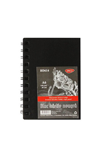 daço A6 Drawing Paper Pad Daco, 30 Tabs, 140 g/m² , Black Paper