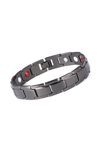 Tessero Magnetic and Therapeutic Bracelet for Well-being and Protection, 18K Gold-Plated, Black