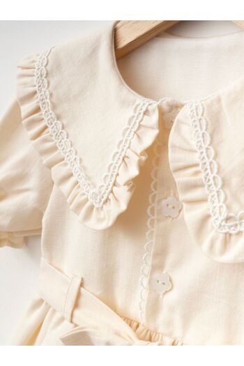 Cherrys Bebek Scalloped Linen Girl's Dress