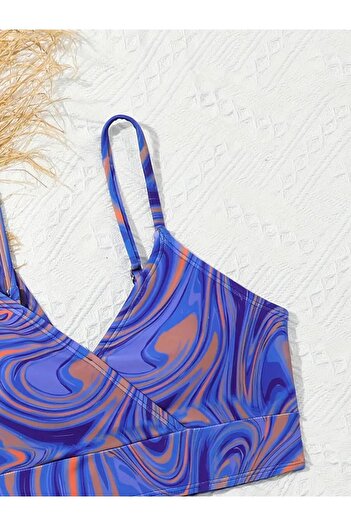 3b kids Swimwear Bikini Suit Skirt Bustier Colorful Blue Navy Color Young Girl Children Beach Clothing