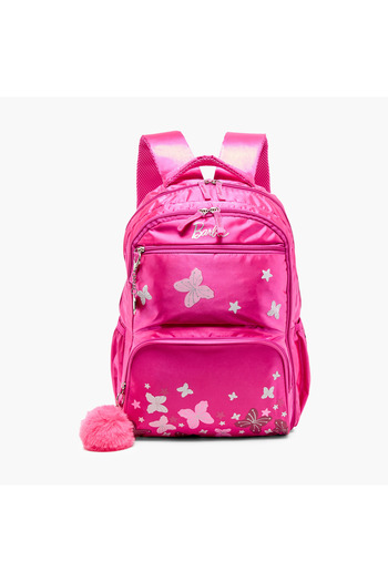 mattel Barbie Print Backpack with Adjustable Straps and Zip Closure - 16 inches