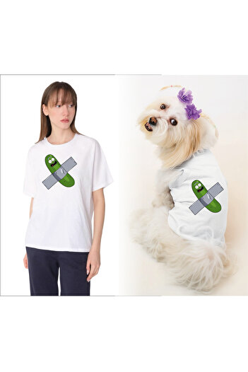 Buddy Store Cat & Dog Clothes Outfits - White Tank Top and Human T-Shirt Suit Kobini (Combed Cotton 100% Cotton)