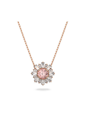 Swarovski Idyllia Kolye, Karışık kesimler, Güneş, Pembe, Pembe altın rengi kaplama