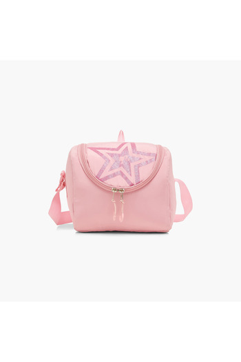 mattel Barbie Star Embellished Lunch Bag with Adjustable Strap and Zip Closure