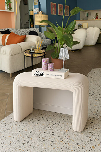 S Home Design Concept Penolope U Fitilli Puf, Kırık Beyaz
