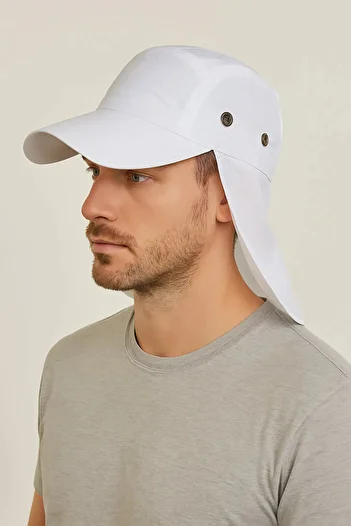 CosmoOutlet White Legionnaire Hat for Land with Uv Protection Summer Enseble and Long Visor
