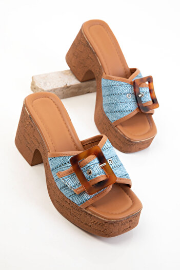 SOHO Pantofi clasici cu toc pentru femei Blue Straw 20724