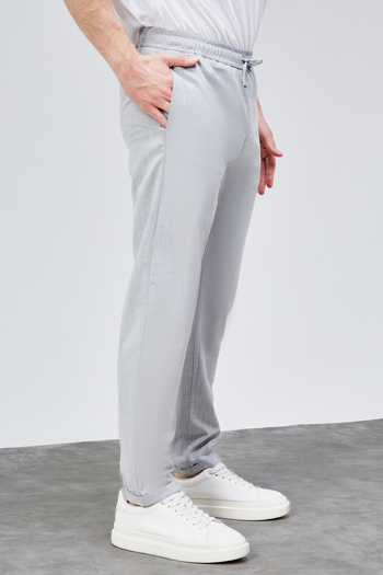 HLT JEANS Erkek Gri Relaxed Fit Yandan Cepli Bel Lastikli Bağcıklı Duble Paça Jogger Pantolon BOLT-1998