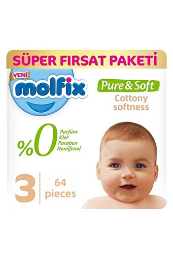Molfix Pure&soft Midi Size 3 Super Deal Pack of 64