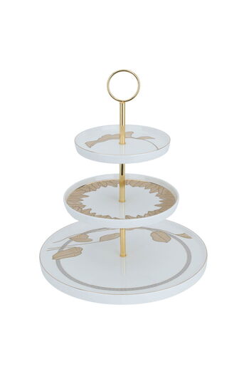 Alsaif Gallery Saif Gallery Porcelain Cake Stand, Round, 3 Tiers - White
