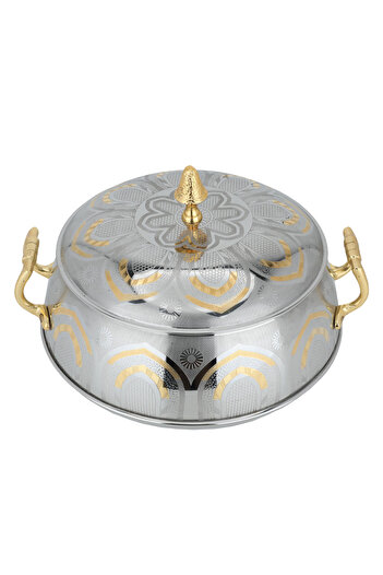 Alsaif Gallery Maglite silver gold embossed food container 3000 ml