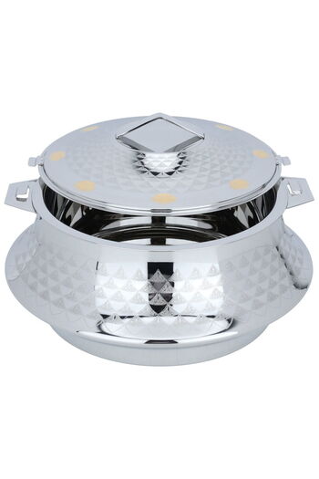 Alsaif Gallery Indian food container, Ashwaq, silver and gold steel, 7500 ml
