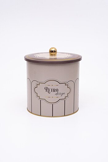 EVLE Er147-U6 Model Retro Patterned Metal Storage Container - 17.5 cm X 18 Cm, 4.1 Liter