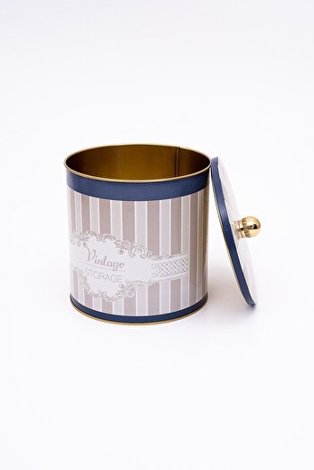 EVLE Elegance Desenli Erzak Saklama Kabı - Metal Saklama Kabı 17,5 Cm X 18 Cm, 4.1 Litre, Er147-5b