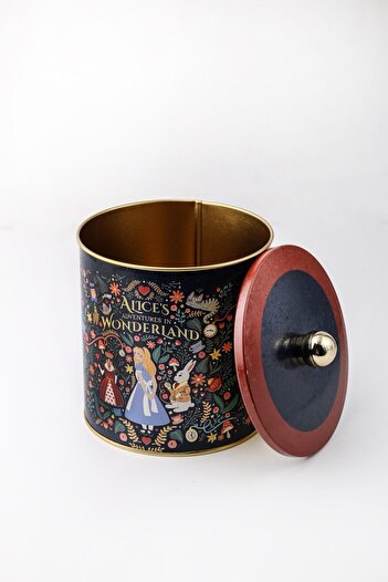 EVLE Tales Desenli Yuvarlak Metal Saklama Kabı, Erzak Saklama Kabı 14 X 15 Cm, 2.1 Litre, Er143-9a