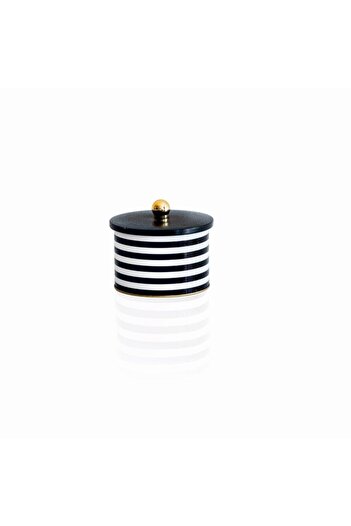 EVLE Ef141-g9 Line Black Patterned Round Metal Storage Container 14 Cm