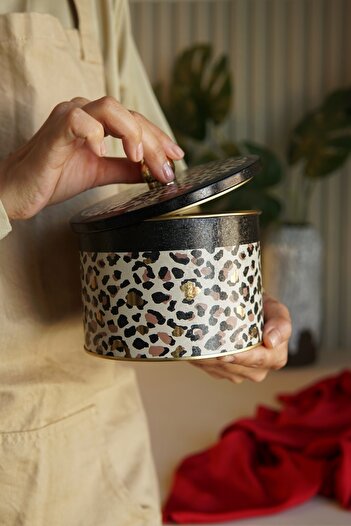 EVLE Metal Multi-Purpose Textured Storage Container, Decorative Storage Box 14 Cm, Leo Er141-v4