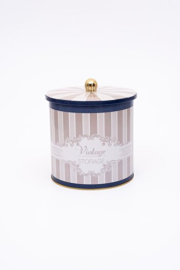 EVLE Elegance Desenli Erzak Saklama Kabı - Metal Saklama Kabı 17,5 Cm X 18 Cm, 4.1 Litre, Er147-5b