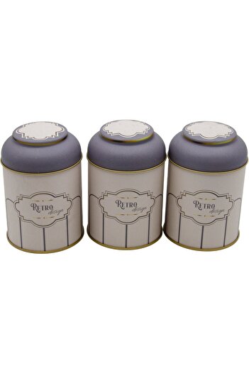 EVLE Erb05u6 Cylinder Metal Storage Container Ø90 Set of 3, Retro