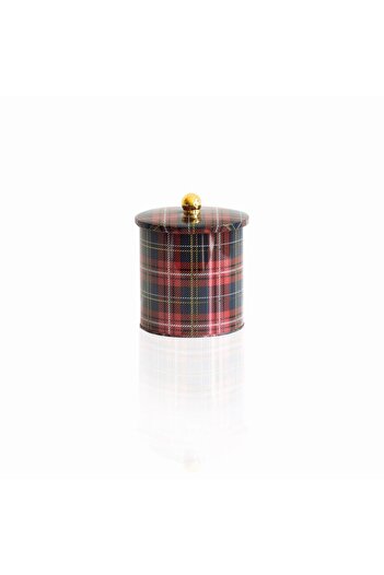 EVLE Ef143-ı3 Plaid(EKOSE) Patterned Round Metal Storage Container 14 Cm