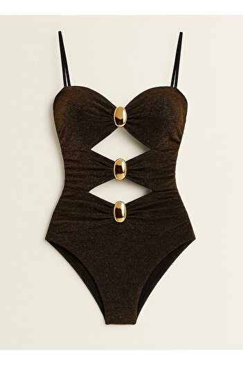 DESİGNEDBYD Yeni Kadın Işıltılı Simli Mayo+pareo Etek Takım 2 Parça Up Set Bodysuit Plaj Moda Beachwear