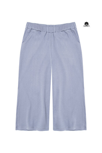 Cottonland Women's Estela Thin Summer Wide Leg Elastic Waist Combed Cotton Capri Pants Light Gray