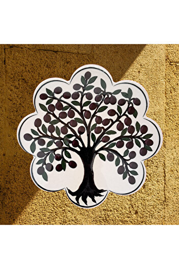 Artiser Ceramic Trivet, Olive Tree Decorated Ceramic Trivet, First Class Trivet, Decorative Ceramic Trivet