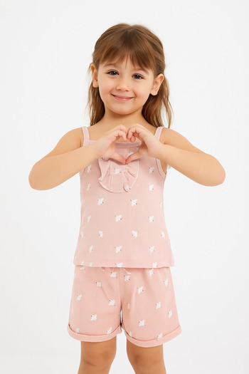 Fox Moda Waffale Fabric Girl's Thin Strap Shorts Suit