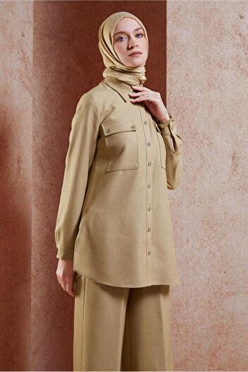 Alvina 45081 Model Shirt Collar Trousers Set