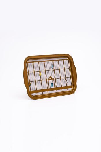 EVLE Bird Cage Patterned Metal Tray - Tea Coffee Tray - Presentation Tray 21 Cm X 31 Cm Ee162-t7
