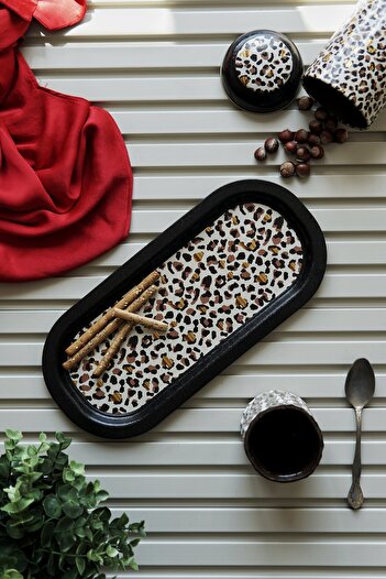EVLE Ee168-v4 Leo Patterned Oval Tray 16x35 Cm