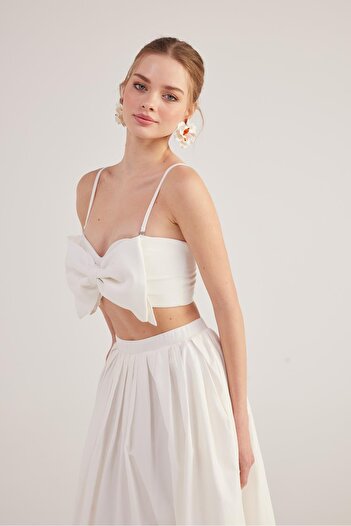 HOLLY LOLLY Ribbon Look Crop Jazmin Blouse White