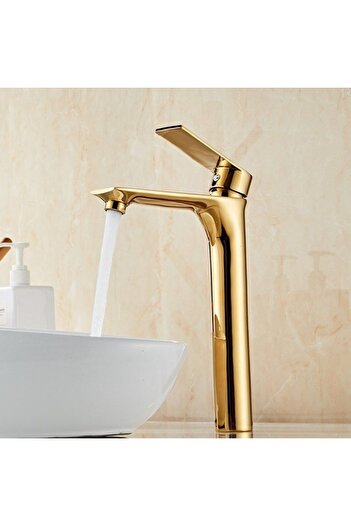 Generic ITG Tall Basin Mixer Faucet – Gold Finish, Modern Design, SASO Certified, 5-Year Warranty