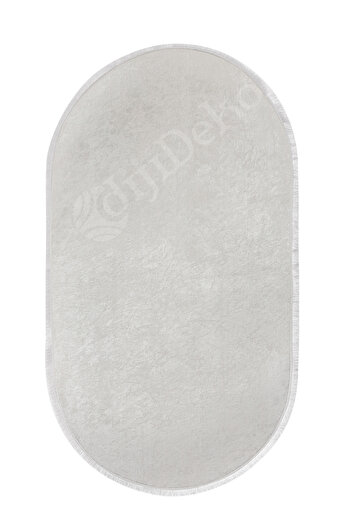 Dijidekor Glitter Oval Fringed Carpet Light Cream Erasable 150X220