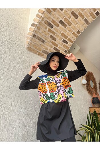 MODA Μαγιό Rainbow Hijab - Μαύρο