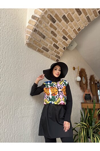 MODA Μαγιό Rainbow Hijab - Μαύρο