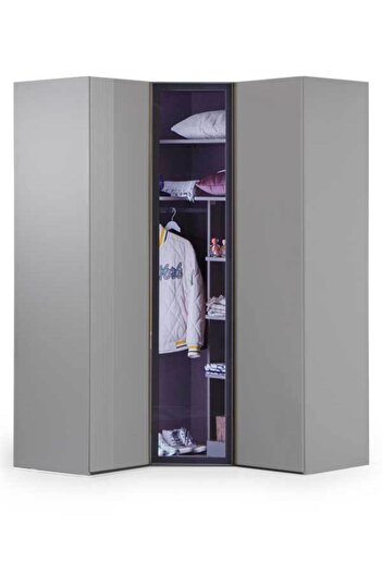 Benimodam Elegant 3 Kapılı Cam Kapaklı Köşe Dolap Genç / Çocuk Odası 803