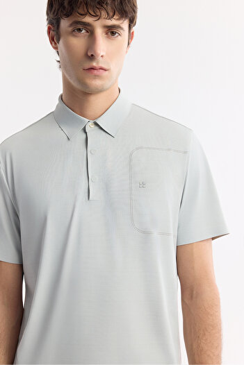 Avva Men's Regular Fit Gray Wrinkle-Free Polo Neck Bi-Stretch Technical Fabric T-Shirt A51Y1156