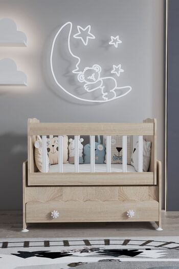 ardilla furniture Çekmeceli Sallanır Anne Yanı Ahşap Bebek Beşiği Sonoma