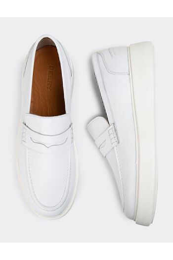 Deery Γνήσιο δέρμα Λευκά Ανδρικά Παπούτσια Loafer