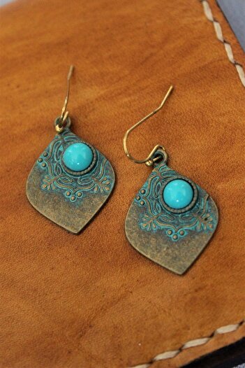 delay art Turquoise Ethnic Vintage Earrings - Dangle Bohemian Design