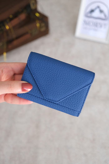 Norvi Leather Accordion Genuine Leather Card Holder Blue