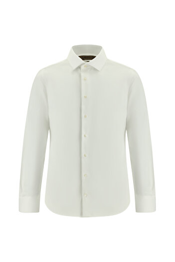 Abdullah Kiğılı Long Sleeve Slim Fit Slim Fit Non Iron Classic Satin Cotton Shirt