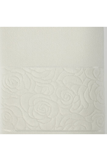 KAYABEY HOME White Rose Patterned Hand Face Towel 100% Cotton 50 X 90 cm