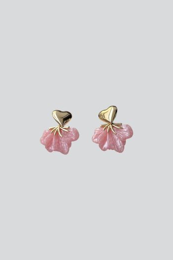 stravis Heart Dangle Leaf Earrings