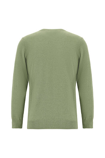 Abdullah Kiğılı Crew Neck Regular Fit Patterned Cotton Cashmere Knitwear Sweater