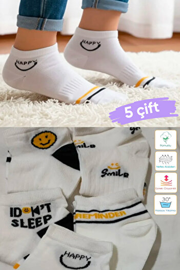 Esinti Women's Summer Booties Socks 5-Piece – Cotton, Sweat-Absorbent, Lightweight Socks Set