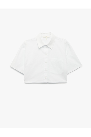 Koton Cotton Short Sleeve Classic Collar Crop Poplin Shirt