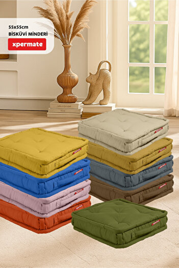 XPERMATE Bisküvi Minder Petek Önü Palet Üstü Minderi Fransız Minder Bank ve Bahçe Minderi 55x55x14 cm Hardal